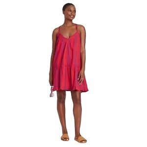 Universal Thread Woman's Dress Mini Sleeveless Red Stripe Pintuck Size XL